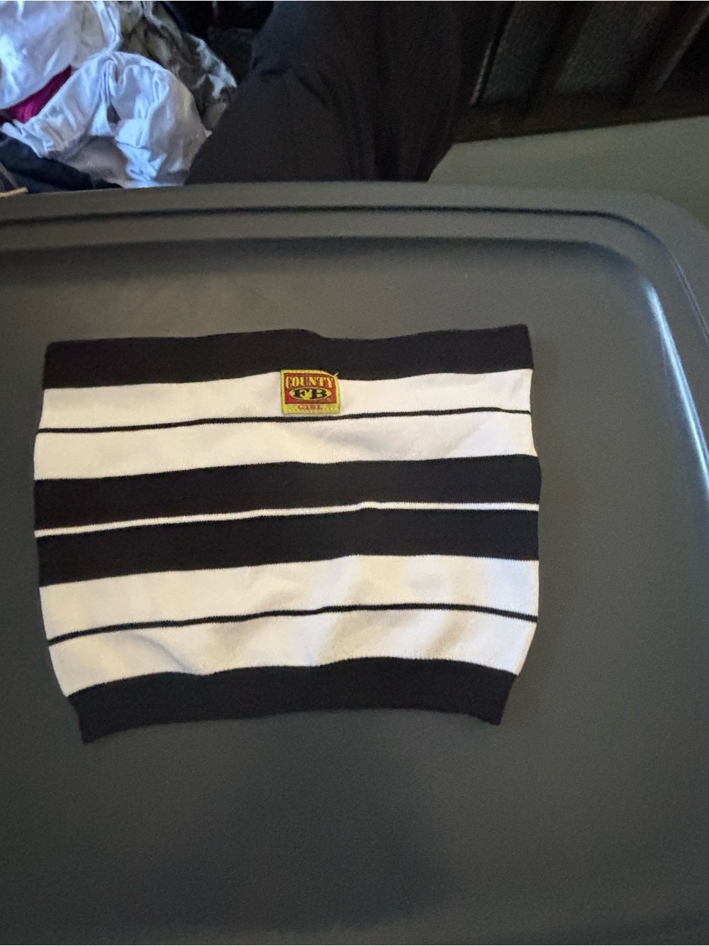 Striped Black & White Tube Crop Top by County GB